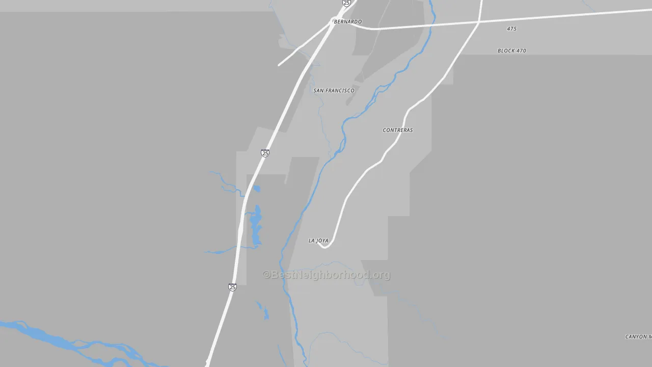 Walk Grade map of 87028, NM, walkable areas in green and car-dependent areas in red