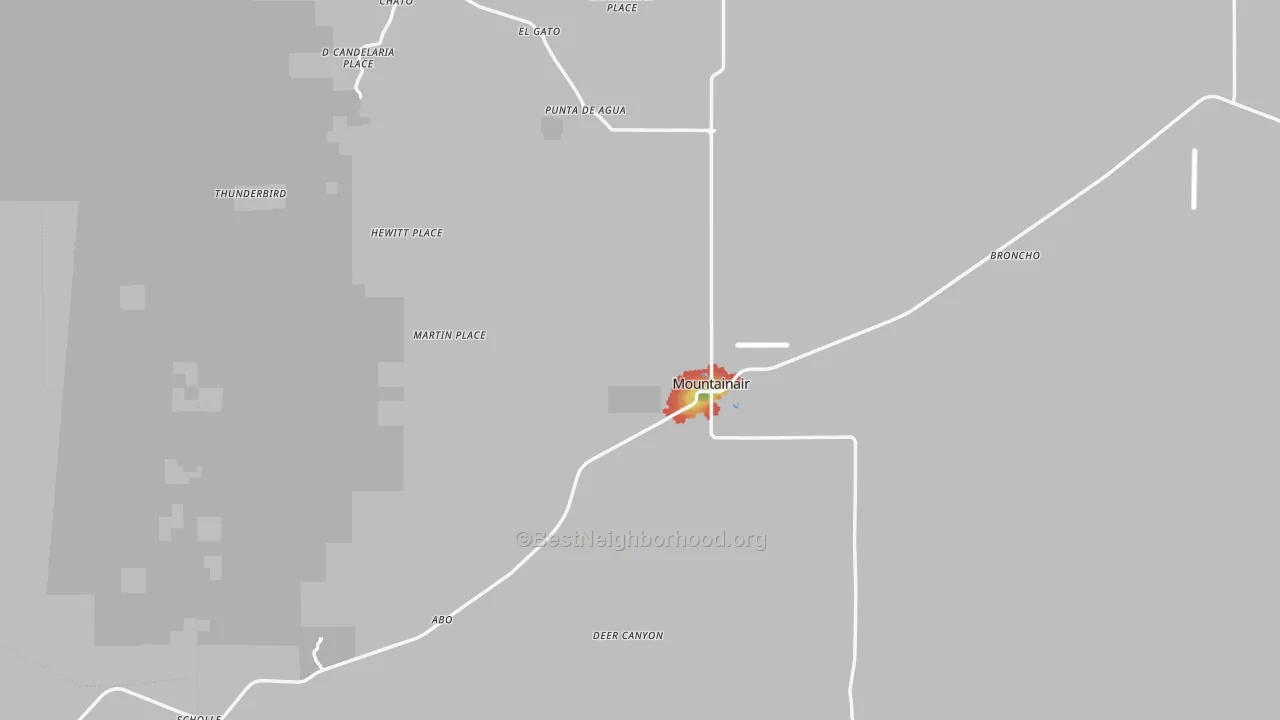 Walk Grade map of 87036, NM, walkable areas in green and car-dependent areas in red