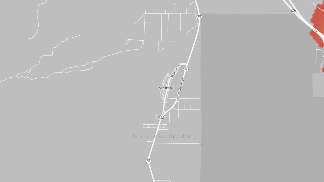 Walk Grade map of 87051, NM, walkable areas in green and car-dependent areas in red