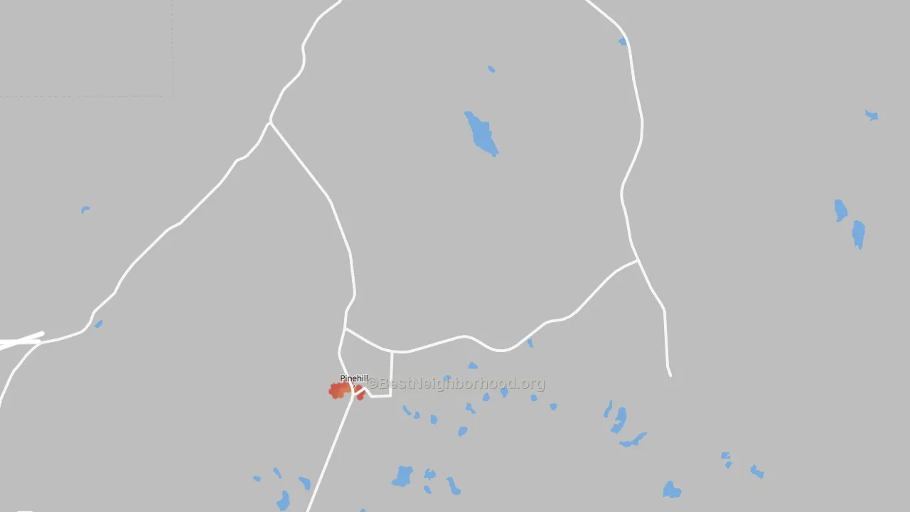 Walk Grade map of 87357, NM, walkable areas in green and car-dependent areas in red
