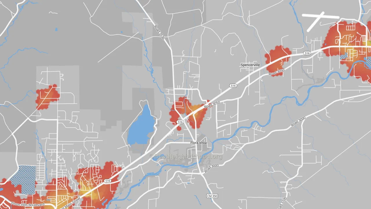 Walk Grade map of 87415, NM, walkable areas in green and car-dependent areas in red