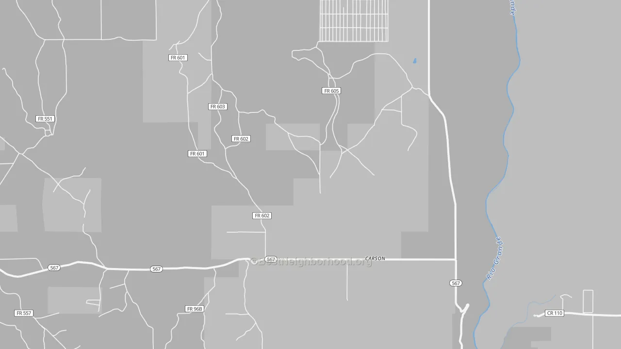 Walk Grade map of 87517, NM, walkable areas in green and car-dependent areas in red