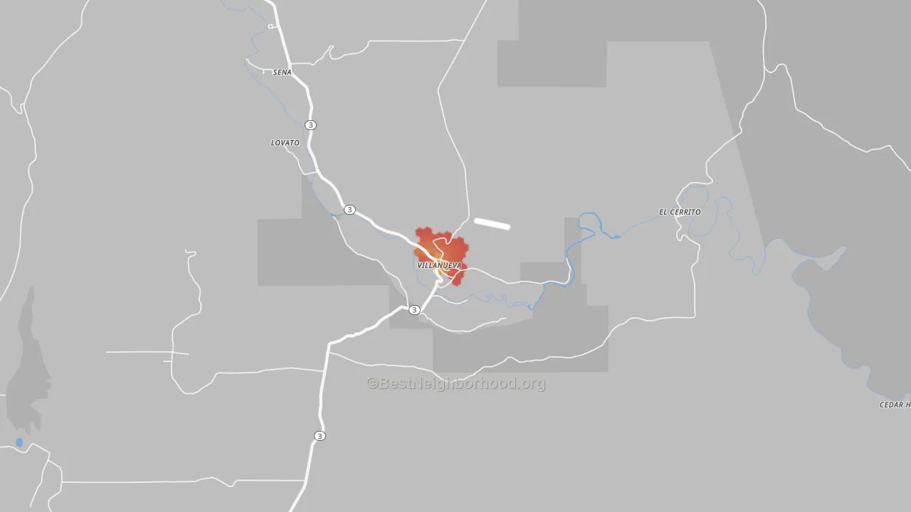 Walk Grade map of 87583, NM, walkable areas in green and car-dependent areas in red