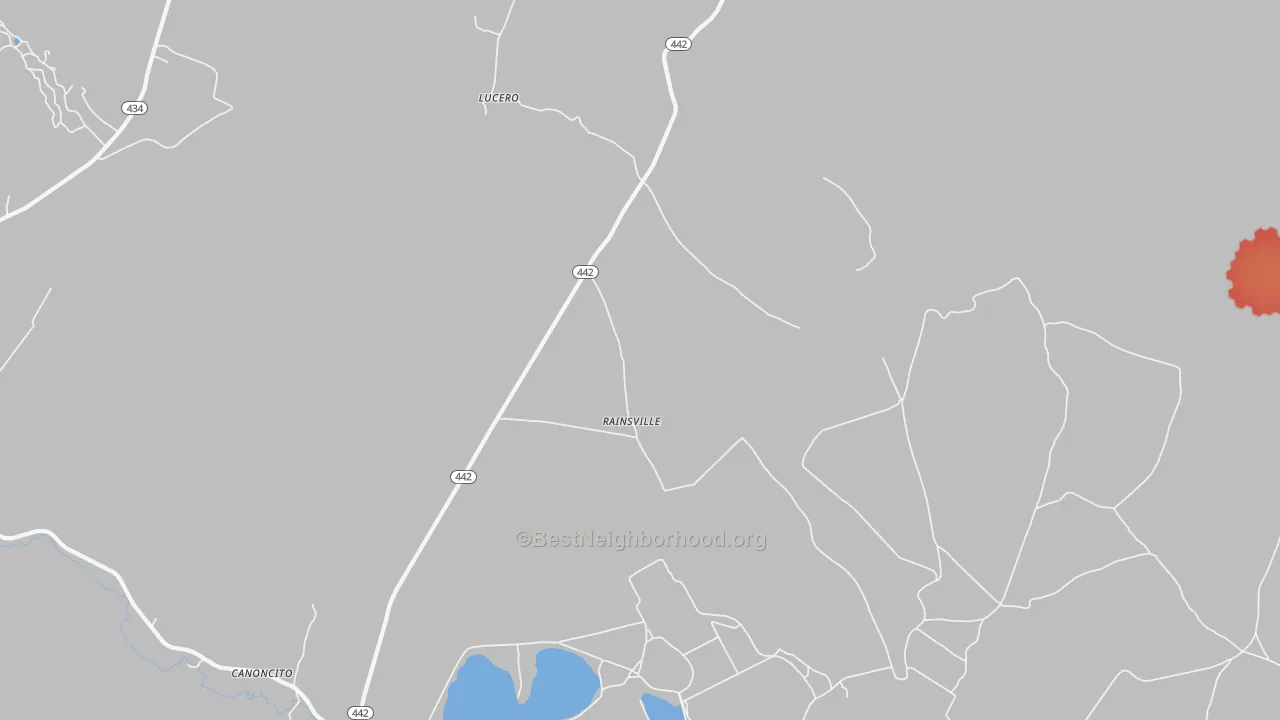 Walk Grade map of 87736, NM, walkable areas in green and car-dependent areas in red