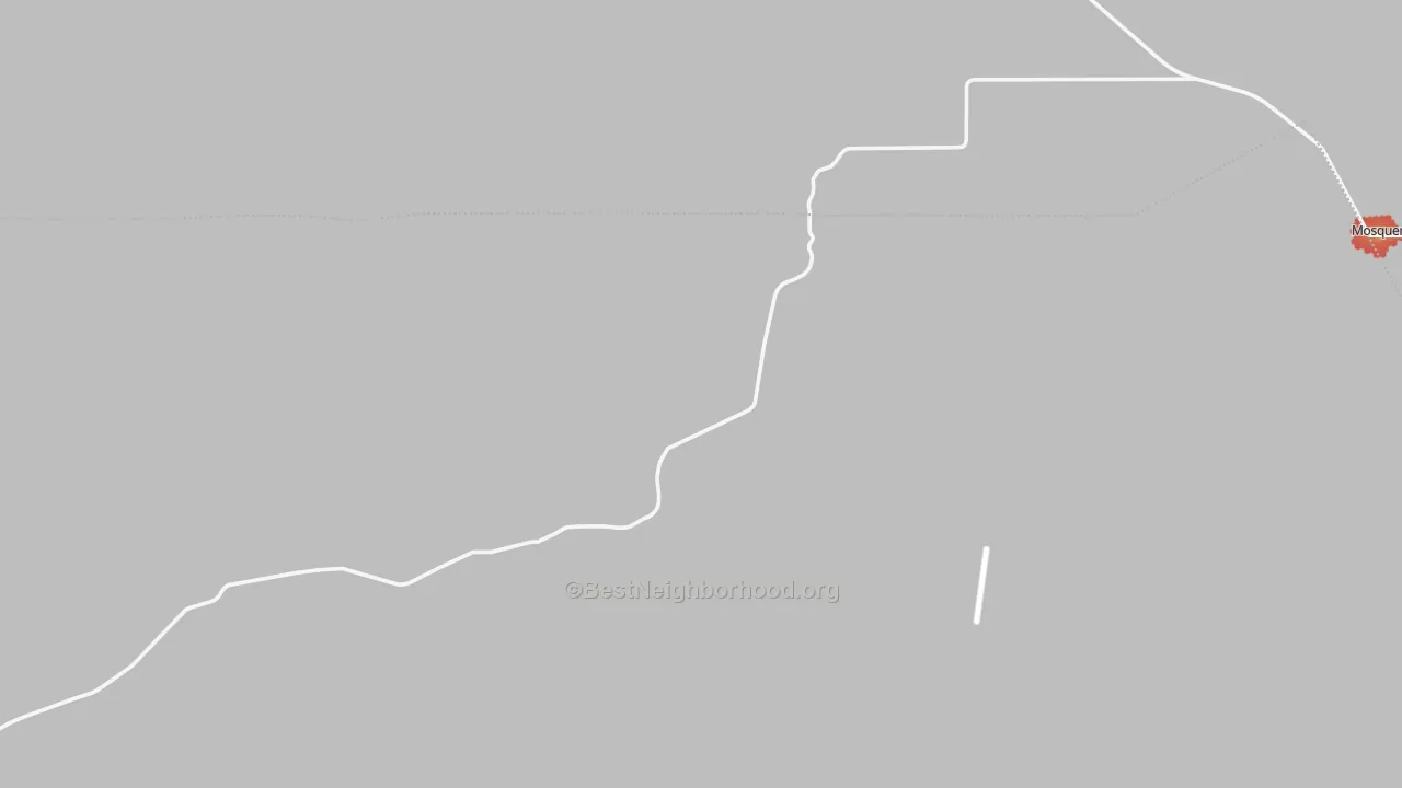 Walk Grade map of 87746, NM, walkable areas in green and car-dependent areas in red
