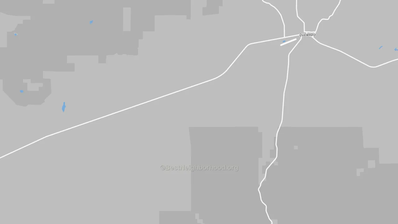 Walk Grade map of 87829, NM, walkable areas in green and car-dependent areas in red