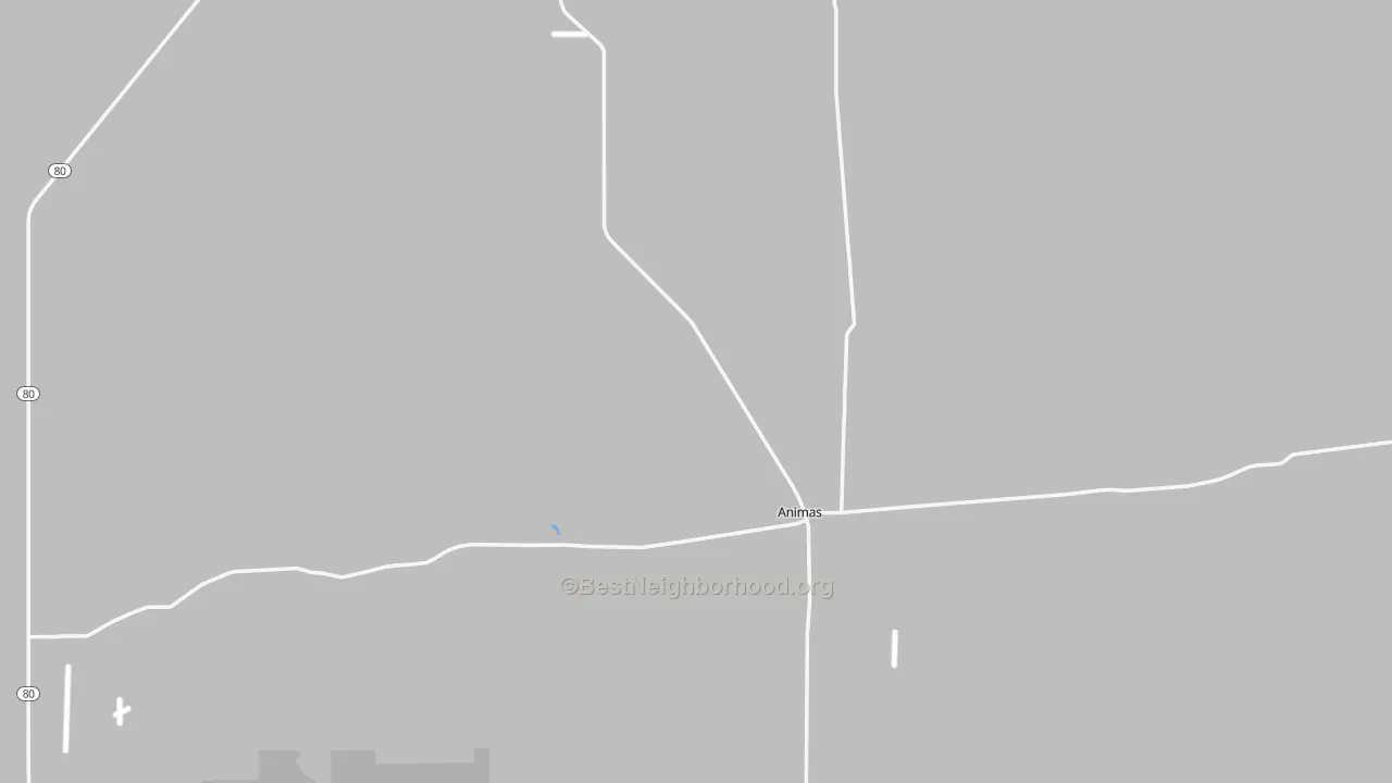 Walk Grade map of 88020, NM, walkable areas in green and car-dependent areas in red