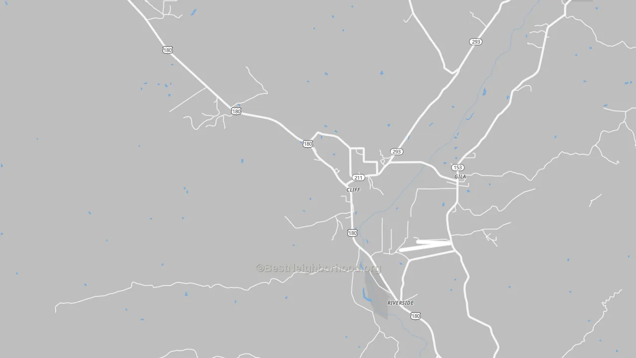 Walk Grade map of 88028, NM, walkable areas in green and car-dependent areas in red