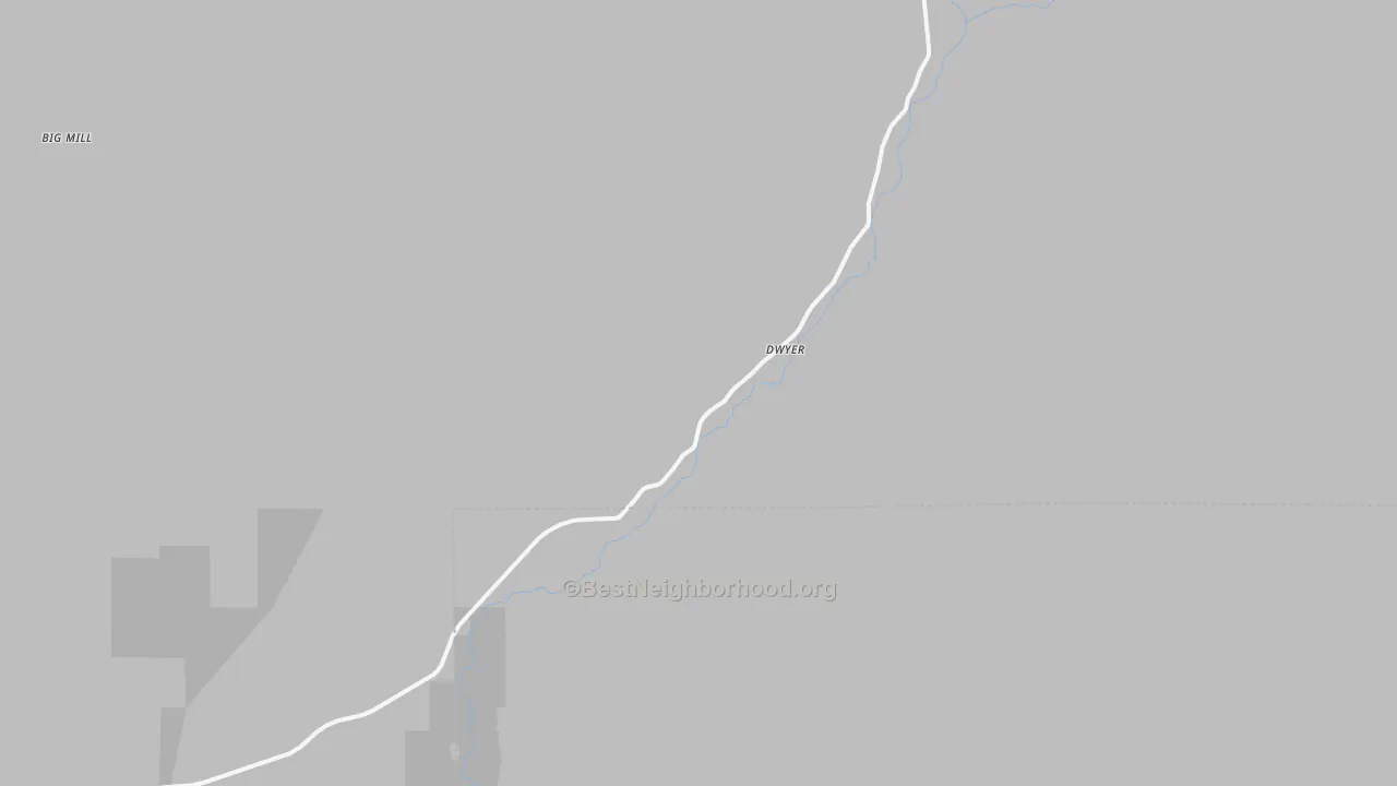 Walk Grade map of 88034, NM, walkable areas in green and car-dependent areas in red