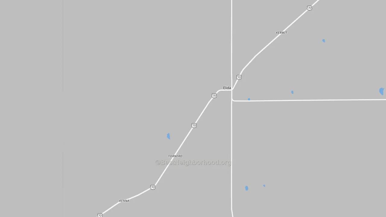 Walk Grade map of 88116, NM, walkable areas in green and car-dependent areas in red