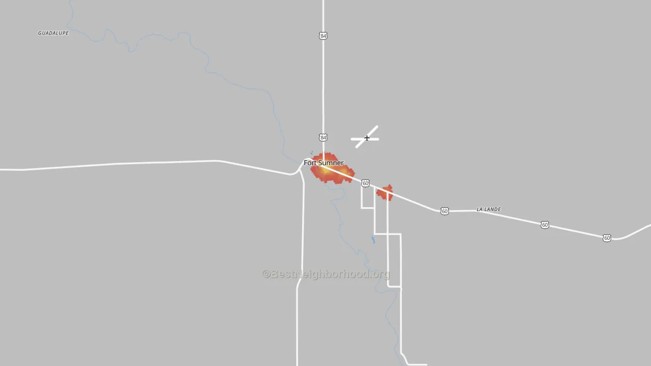 Walk Grade map of 88119, NM, walkable areas in green and car-dependent areas in red