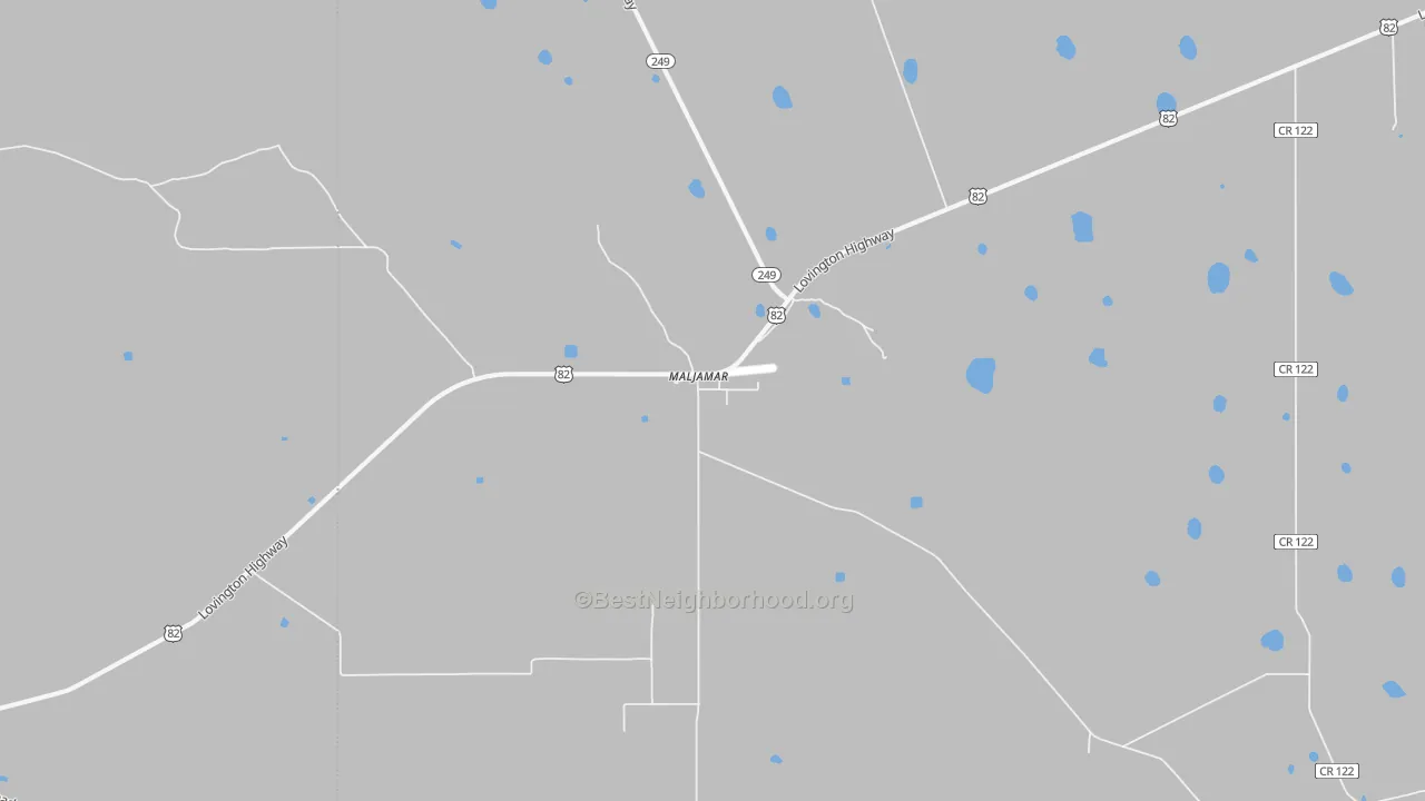 Walk Grade map of 88264, NM, walkable areas in green and car-dependent areas in red