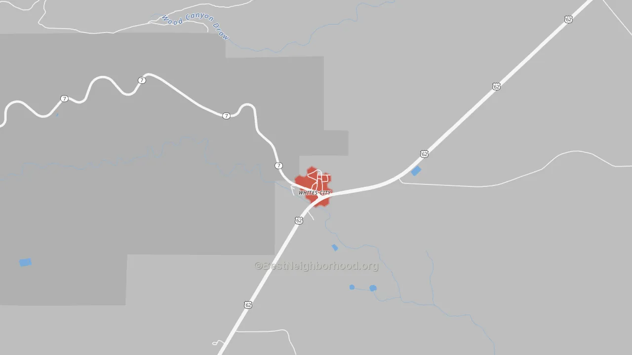 Walk Grade map of 88268, NM, walkable areas in green and car-dependent areas in red