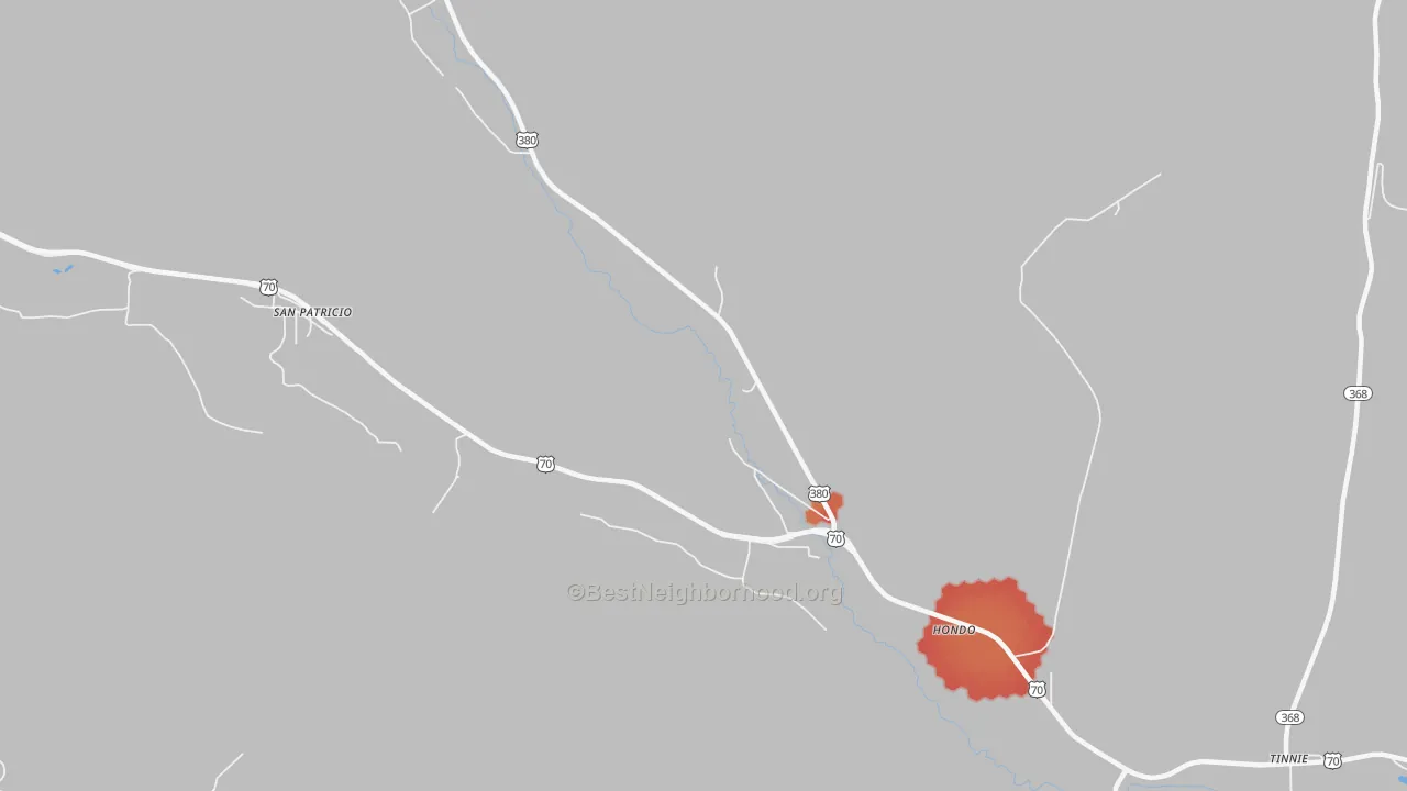 Walk Grade map of 88336, NM, walkable areas in green and car-dependent areas in red