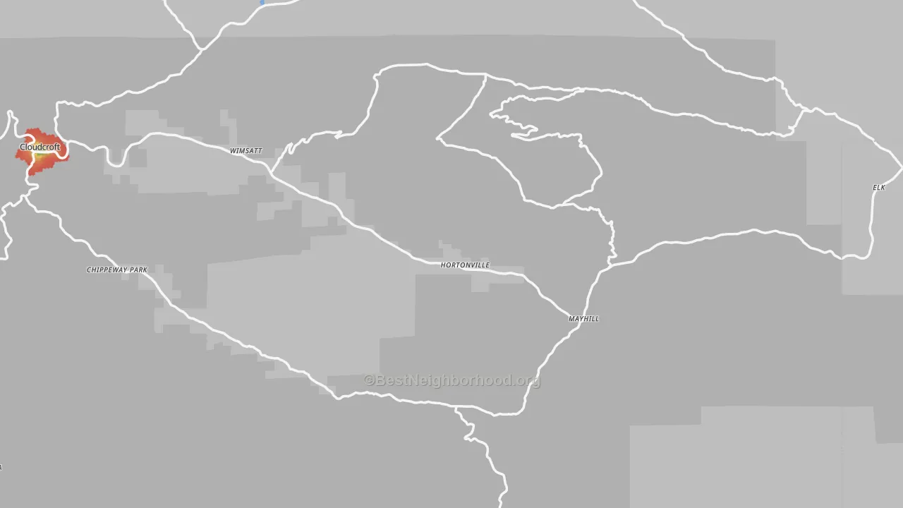 Walk Grade map of 88339, NM, walkable areas in green and car-dependent areas in red