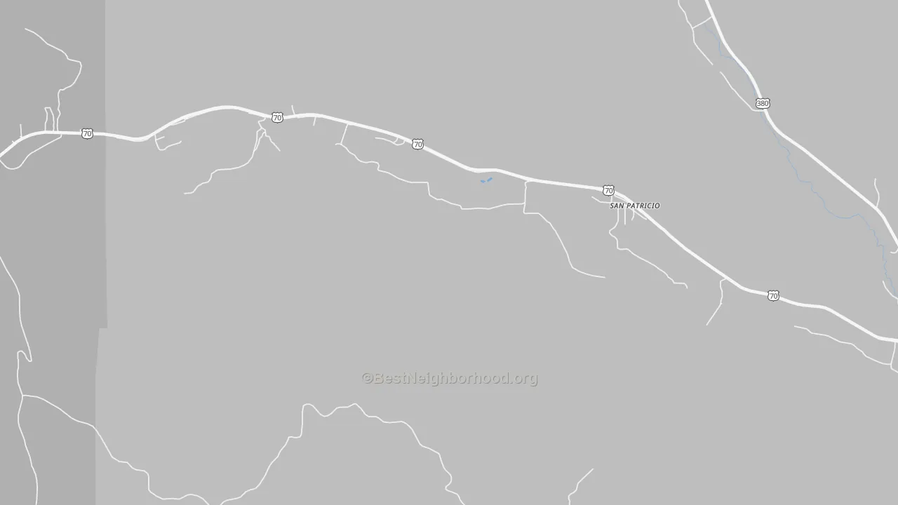 Walk Grade map of 88348, NM, walkable areas in green and car-dependent areas in red