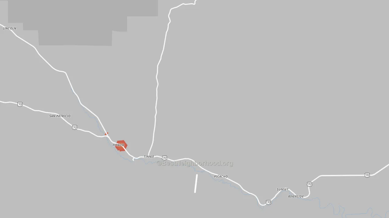 Walk Grade map of 88351, NM, walkable areas in green and car-dependent areas in red