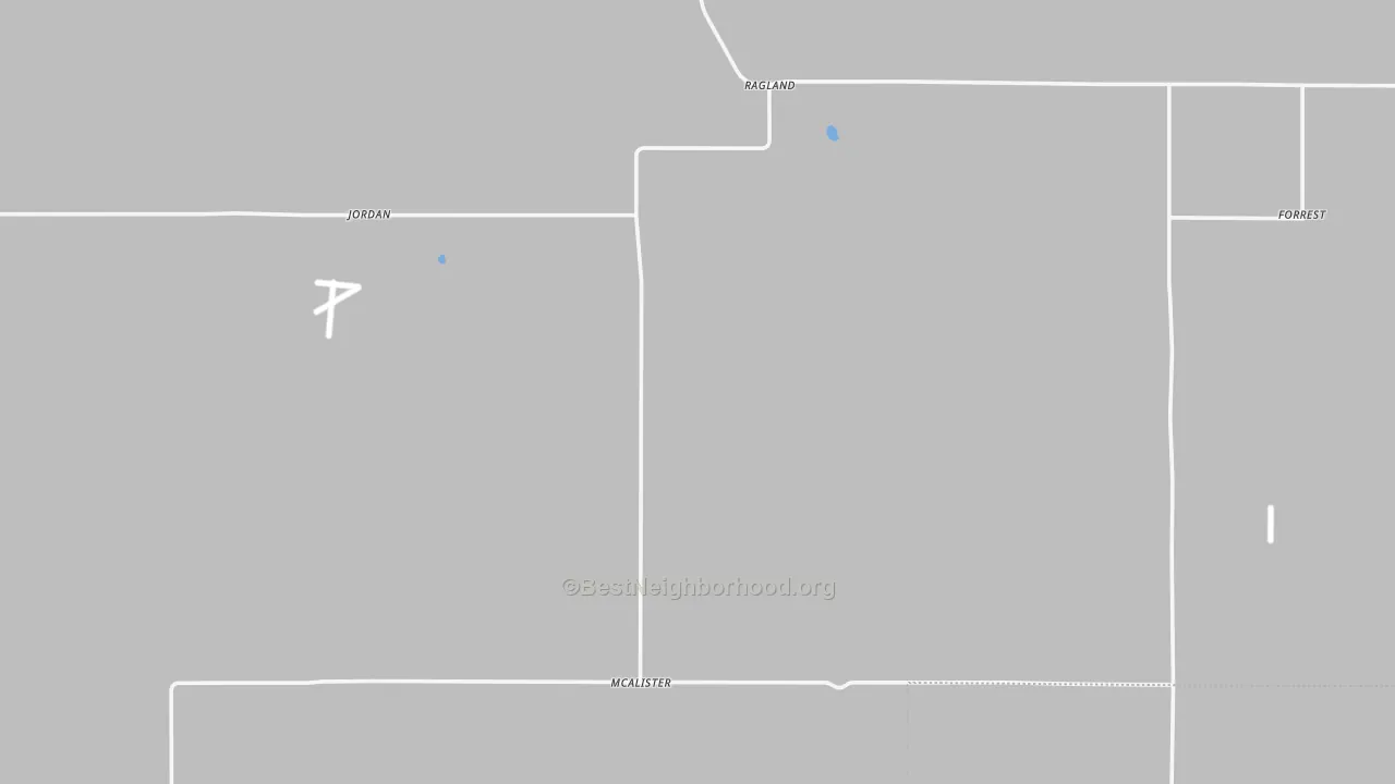 Walk Grade map of 88427, NM, walkable areas in green and car-dependent areas in red