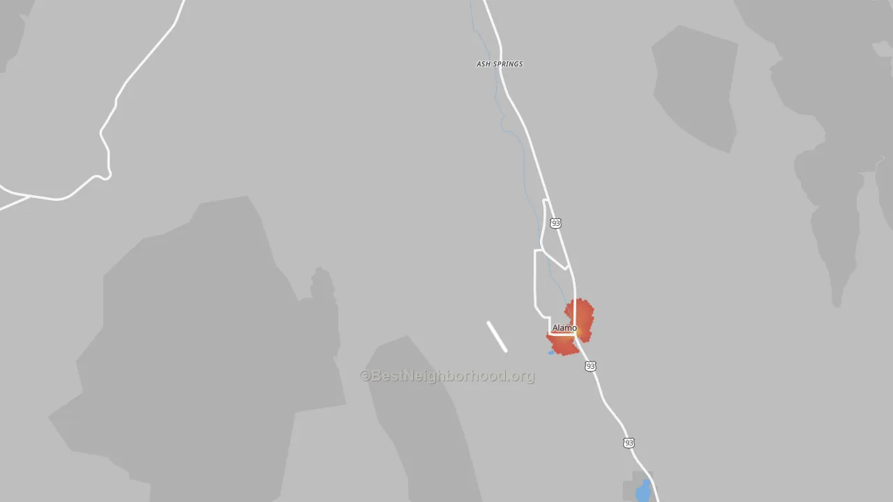 Walk Grade map of 89001, NV, walkable areas in green and car-dependent areas in red