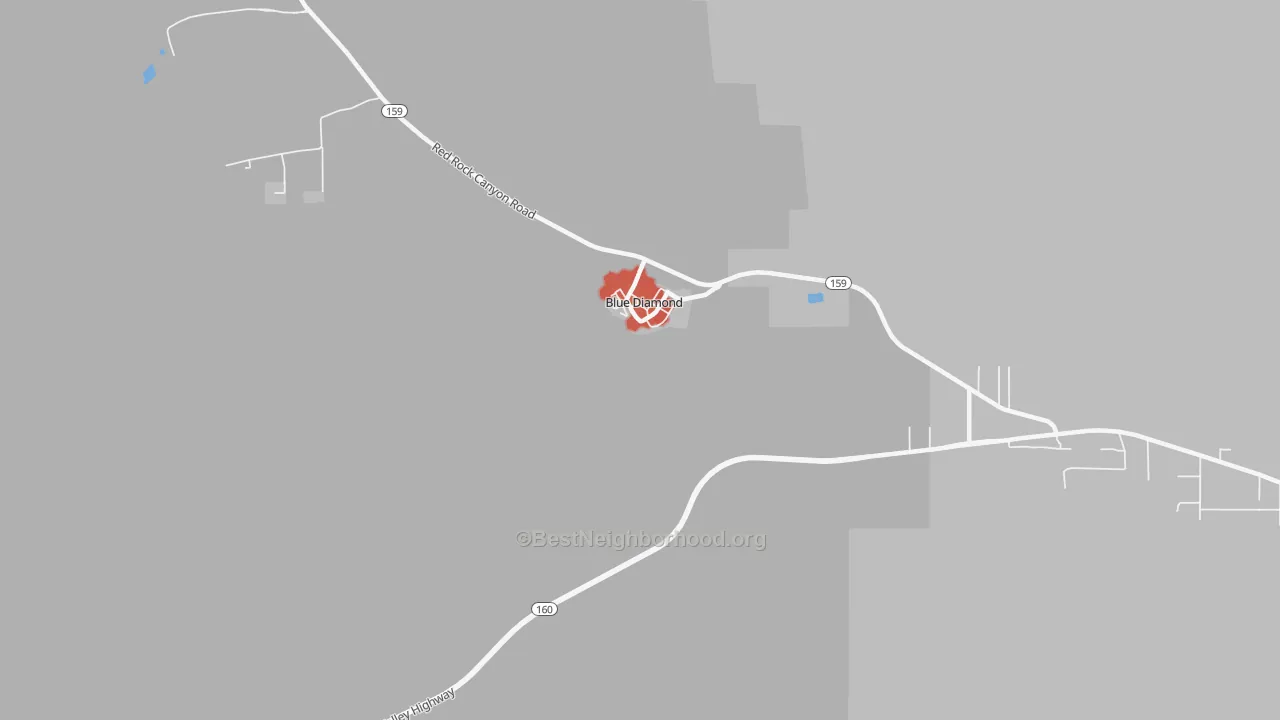 Walk Grade map of 89004, NV, walkable areas in green and car-dependent areas in red