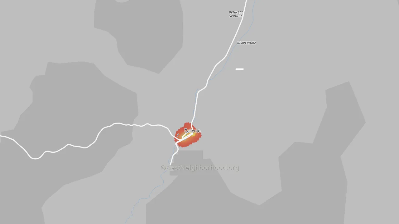 Walk Grade map of 89008, NV, walkable areas in green and car-dependent areas in red