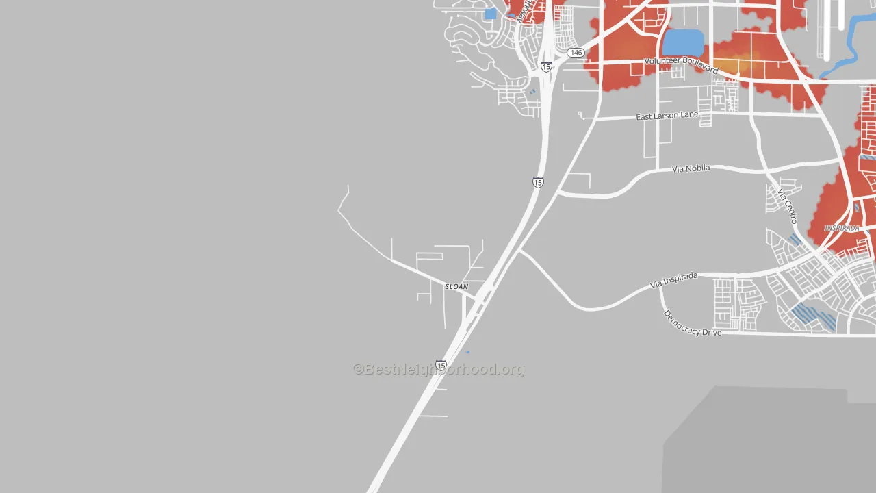 Walk Grade map of 89054, NV, walkable areas in green and car-dependent areas in red