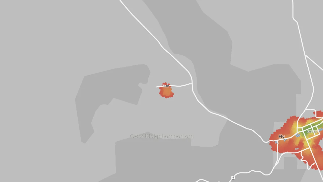 Walk Grade map of 89319, NV, walkable areas in green and car-dependent areas in red