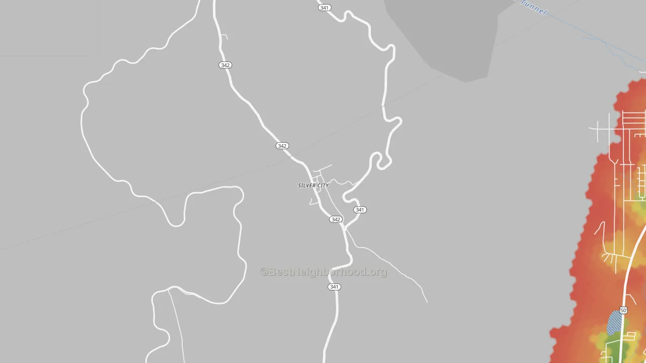 Walk Grade map of 89428, NV, walkable areas in green and car-dependent areas in red