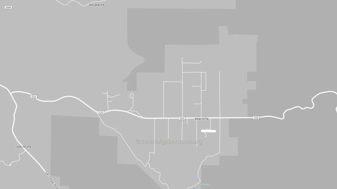 Walk Grade map of 92066, CA, walkable areas in green and car-dependent areas in red