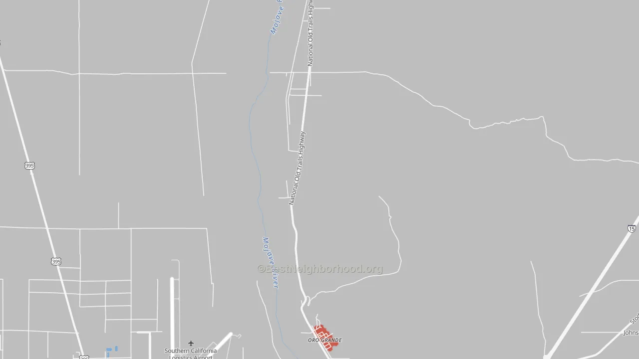 Walk Grade map of 92368, CA, walkable areas in green and car-dependent areas in red