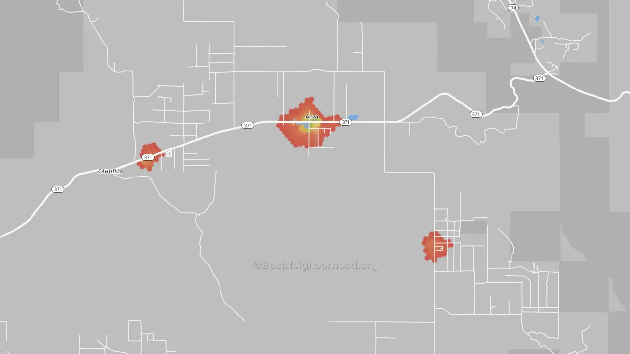 Walk Grade map of 92539, CA, walkable areas in green and car-dependent areas in red