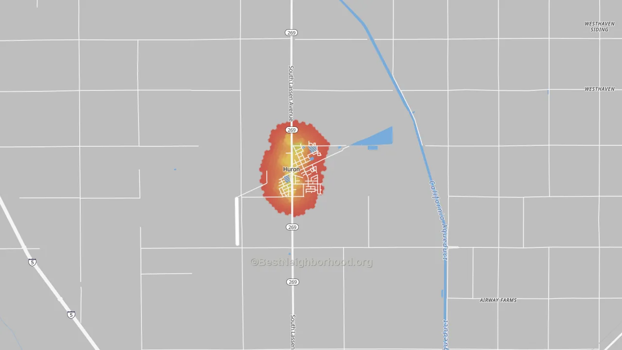 Walk Grade map of 93234, CA, walkable areas in green and car-dependent areas in red