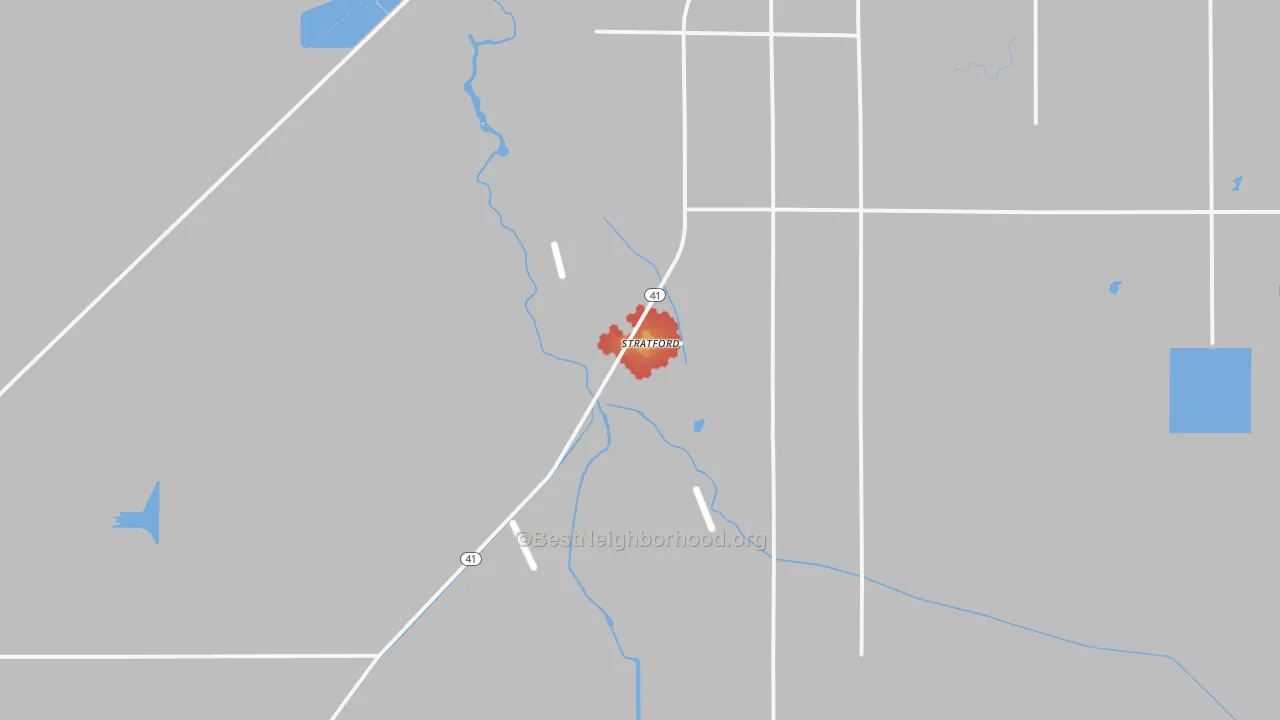 Walk Grade map of 93266, CA, walkable areas in green and car-dependent areas in red
