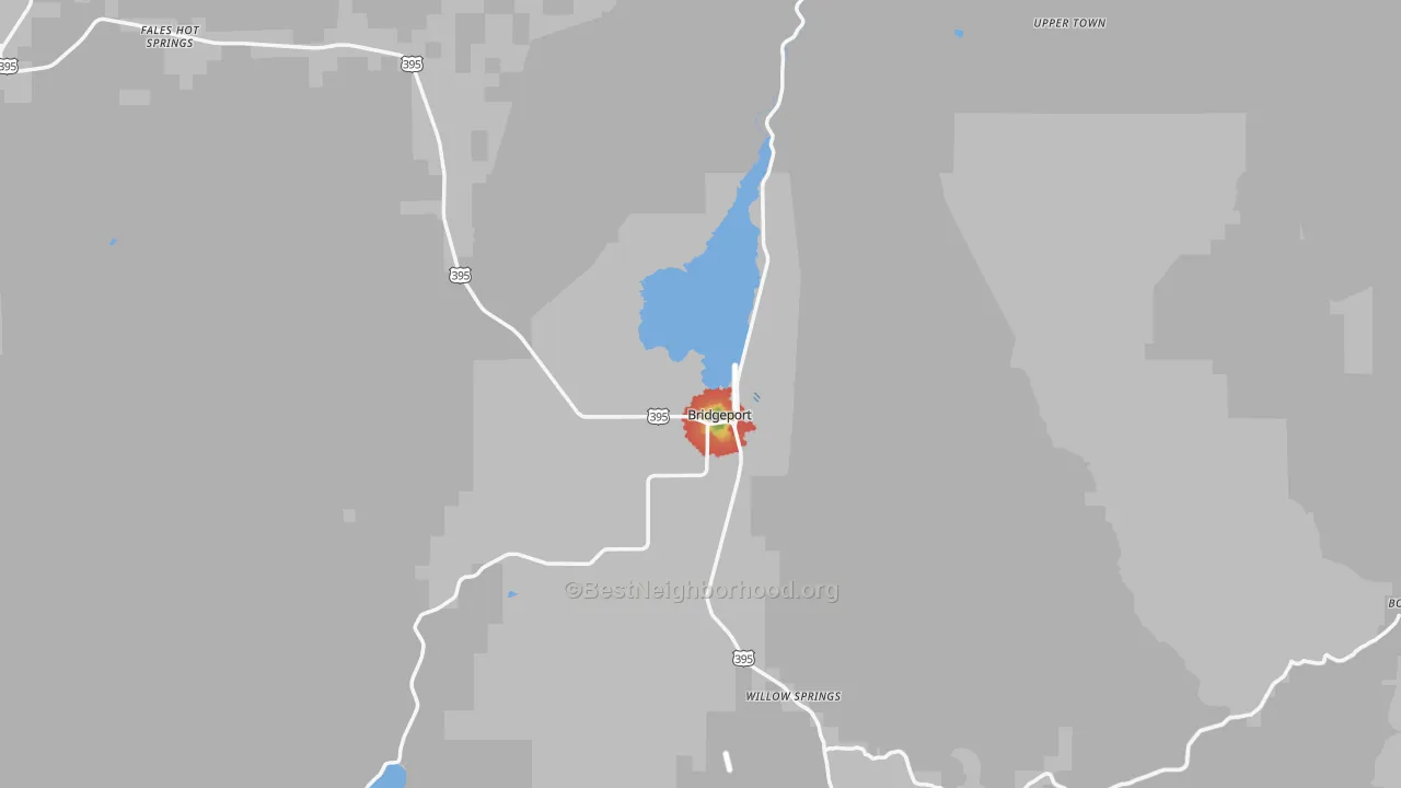 Walk Grade map of 93517, CA, walkable areas in green and car-dependent areas in red