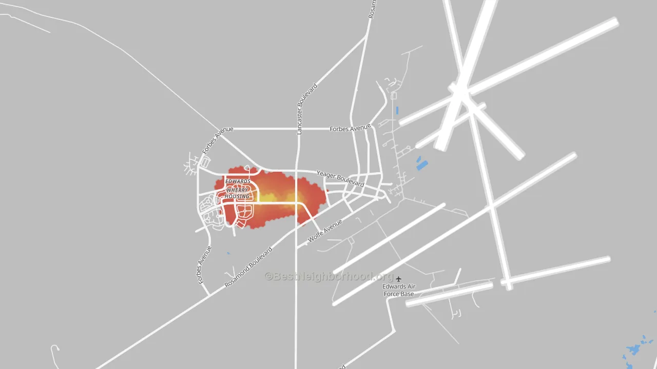 Walk Grade map of 93524, CA, walkable areas in green and car-dependent areas in red