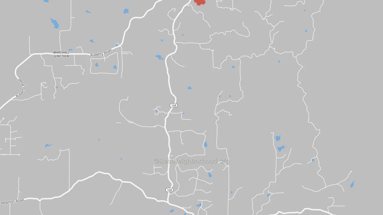 Walk Grade map of 93651, CA, walkable areas in green and car-dependent areas in red