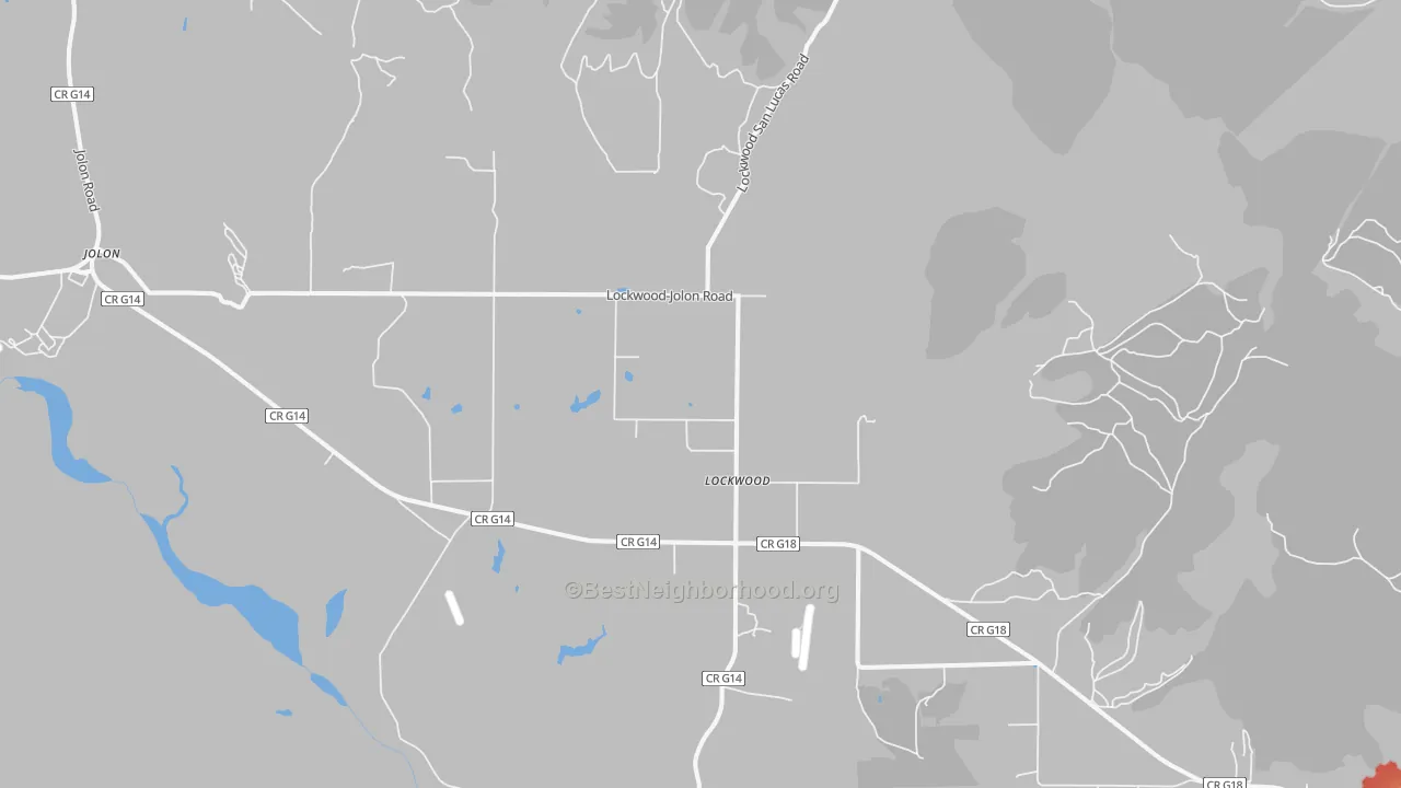 Walk Grade map of 93932, CA, walkable areas in green and car-dependent areas in red