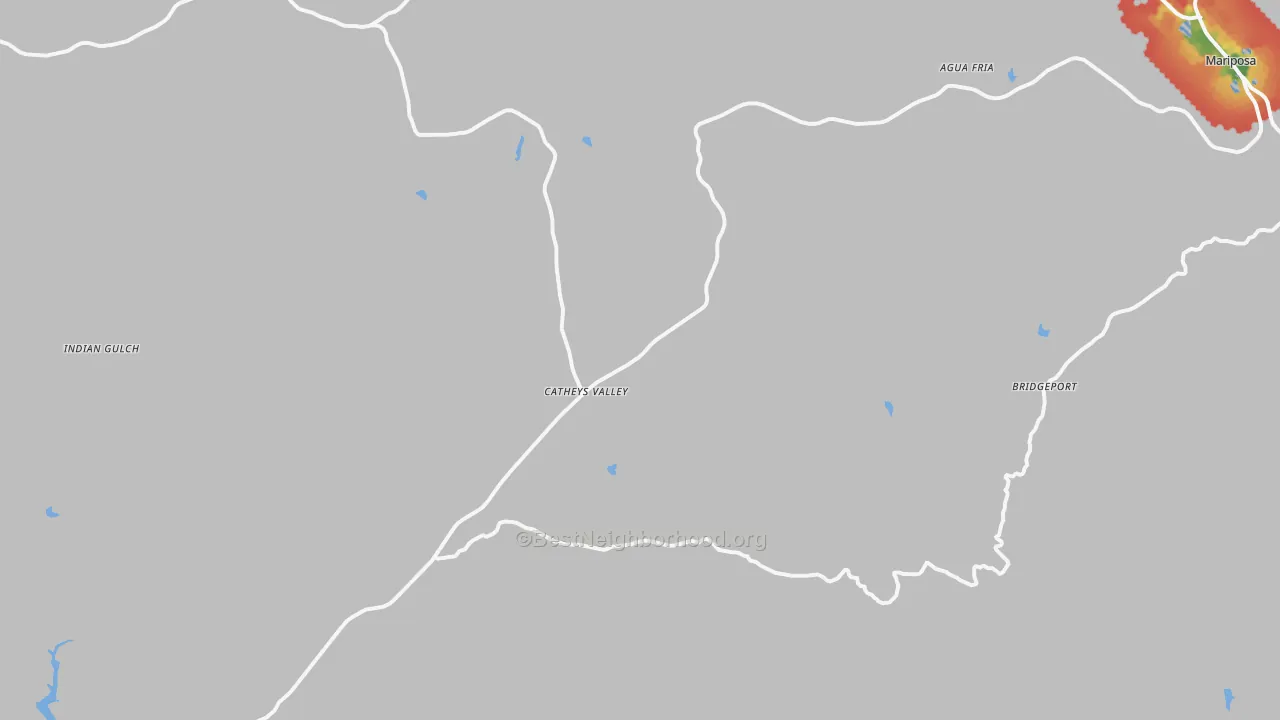 Walk Grade map of 95306, CA, walkable areas in green and car-dependent areas in red