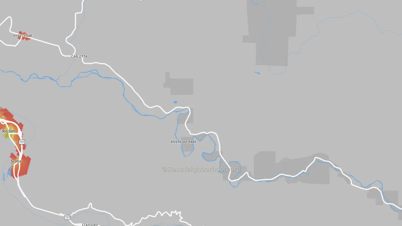 Walk Grade map of 95528, CA, walkable areas in green and car-dependent areas in red