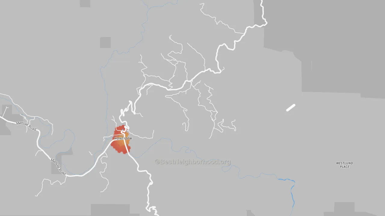 Walk Grade map of 95545, CA, walkable areas in green and car-dependent areas in red