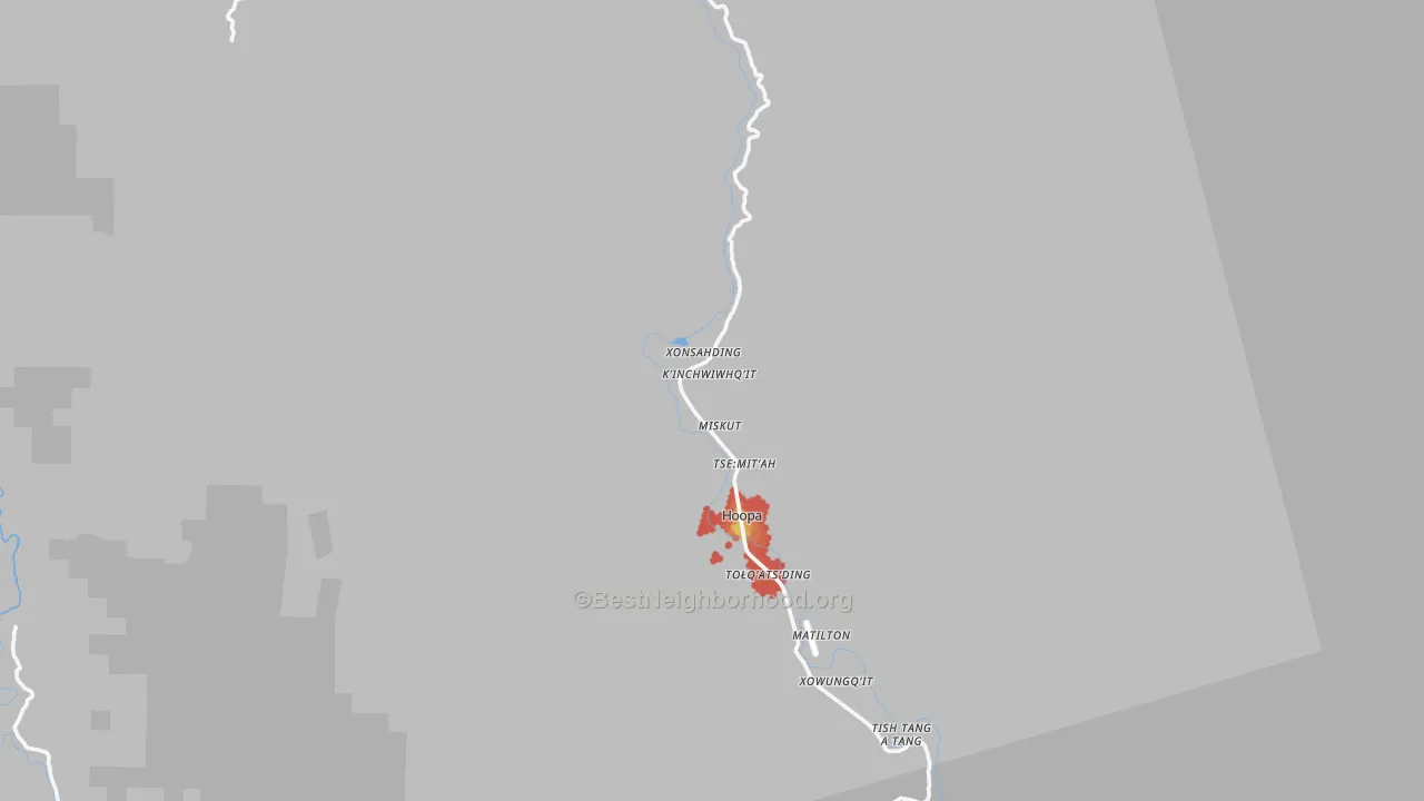 Walk Grade map of 95546, CA, walkable areas in green and car-dependent areas in red