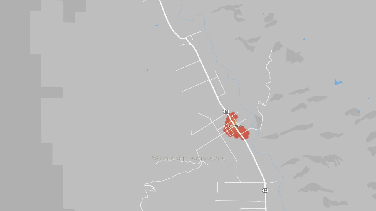 Walk Grade map of 95637, CA, walkable areas in green and car-dependent areas in red