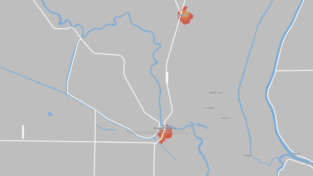 Walk Grade map of 95645, CA, walkable areas in green and car-dependent areas in red
