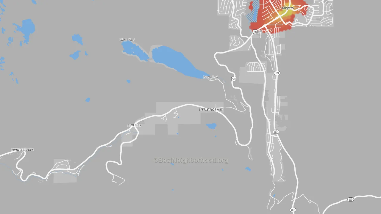 Walk Grade map of 95721, CA, walkable areas in green and car-dependent areas in red