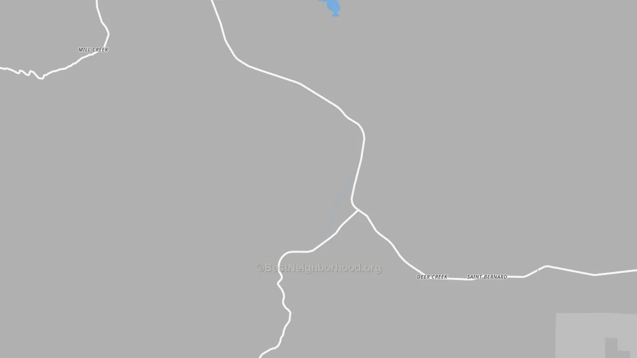Walk Grade map of 96061, CA, walkable areas in green and car-dependent areas in red