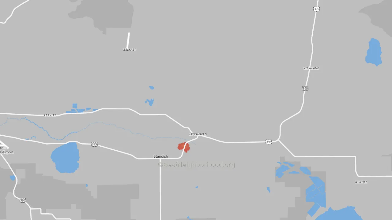 Walk Grade map of 96117, CA, walkable areas in green and car-dependent areas in red