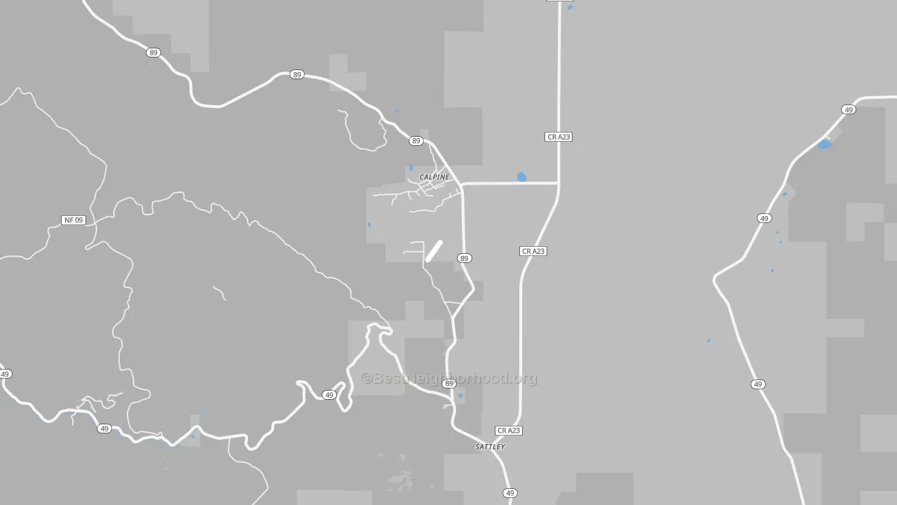 Walk Grade map of 96124, CA, walkable areas in green and car-dependent areas in red