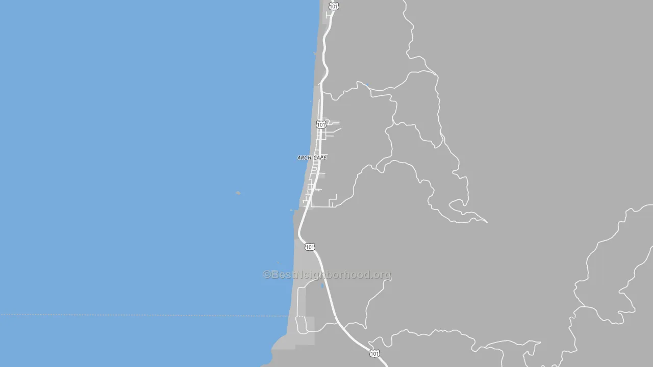 Walk Grade map of 97102, OR, walkable areas in green and car-dependent areas in red