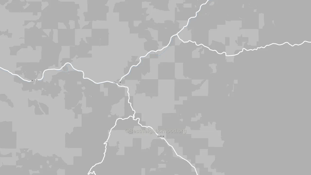 Walk Grade map of 97484, OR, walkable areas in green and car-dependent areas in red