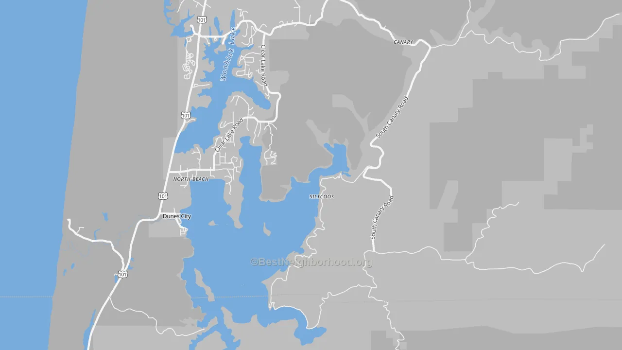 Walk Grade map of 97493, OR, walkable areas in green and car-dependent areas in red
